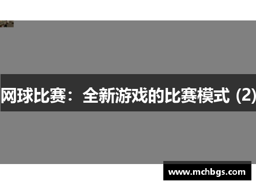 网球比赛：全新游戏的比赛模式 (2)