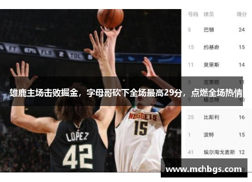 雄鹿主场击败掘金，字母哥砍下全场最高29分，点燃全场热情